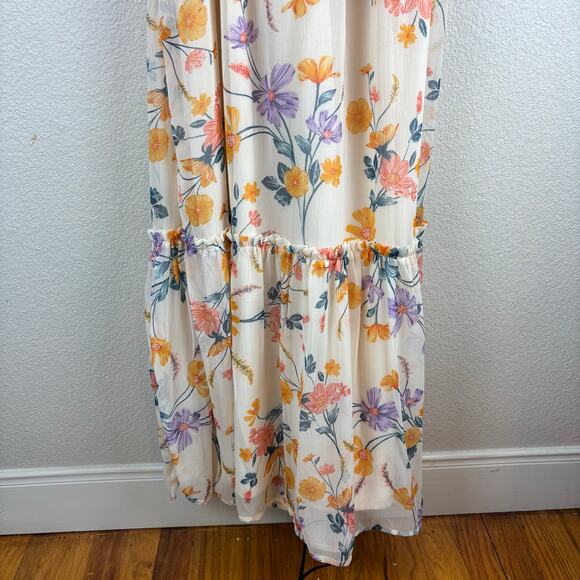 Patrons of Peace Peach Floral Sundress Maxi Length Size Small - Picture 3 of 8